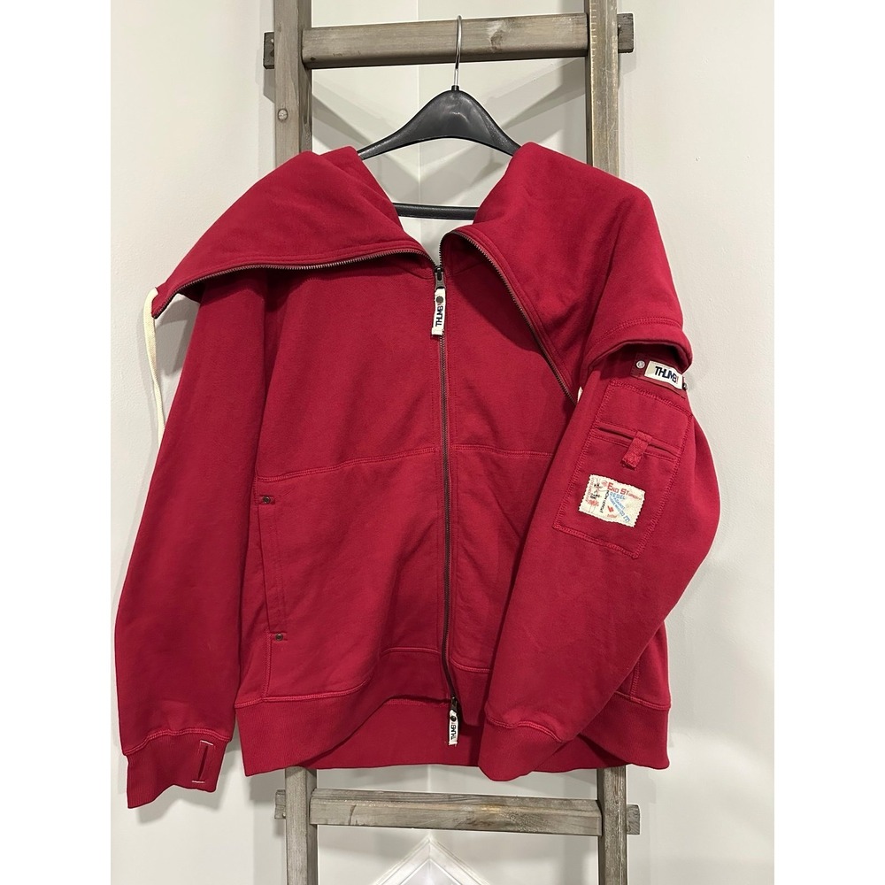 Thumbs United Burgandy Casey Fleece Hoodie Street wear Casual Jacket - Picture 3 of 7